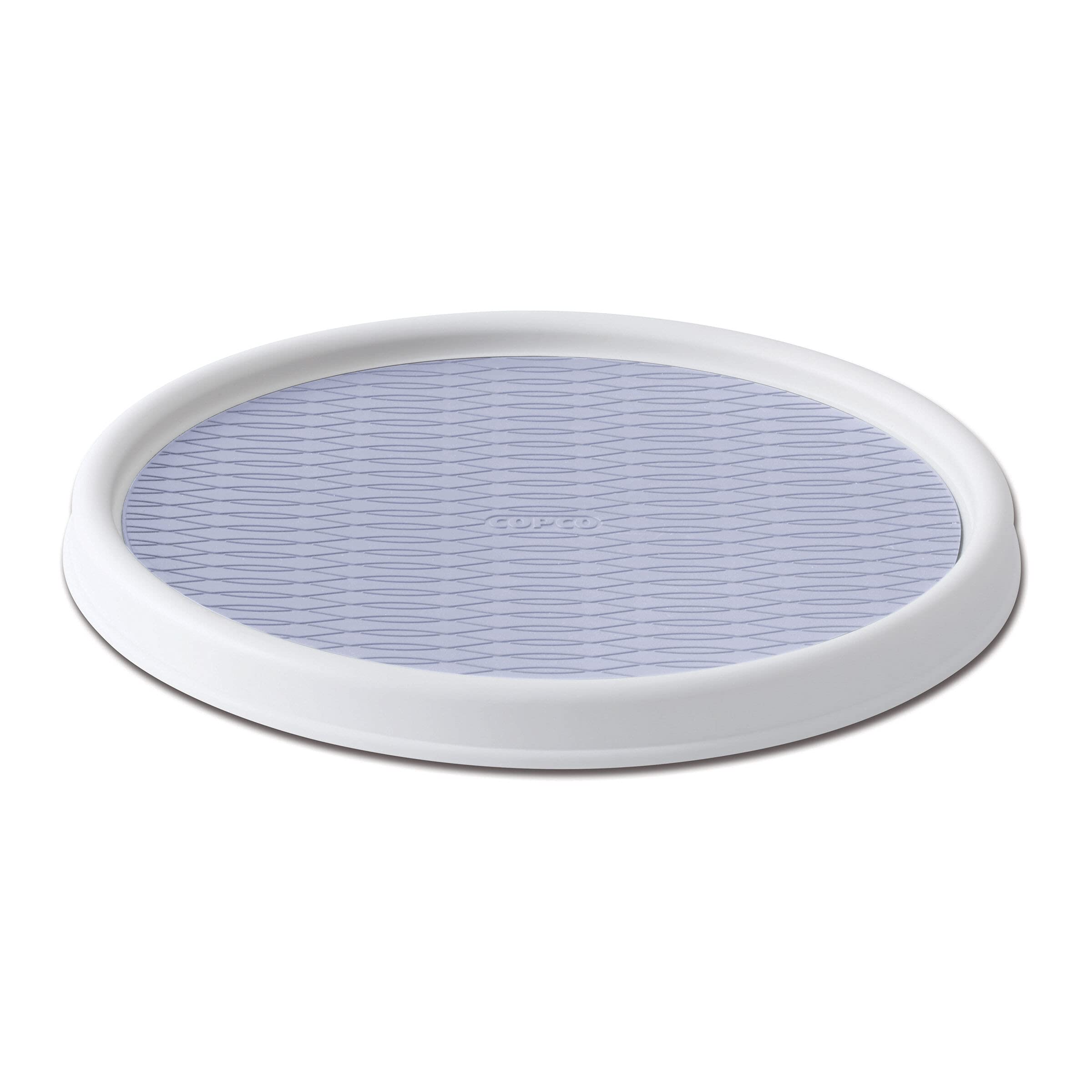Elevated 12-Inch Rotating Storage Turntable, White & Aqua
