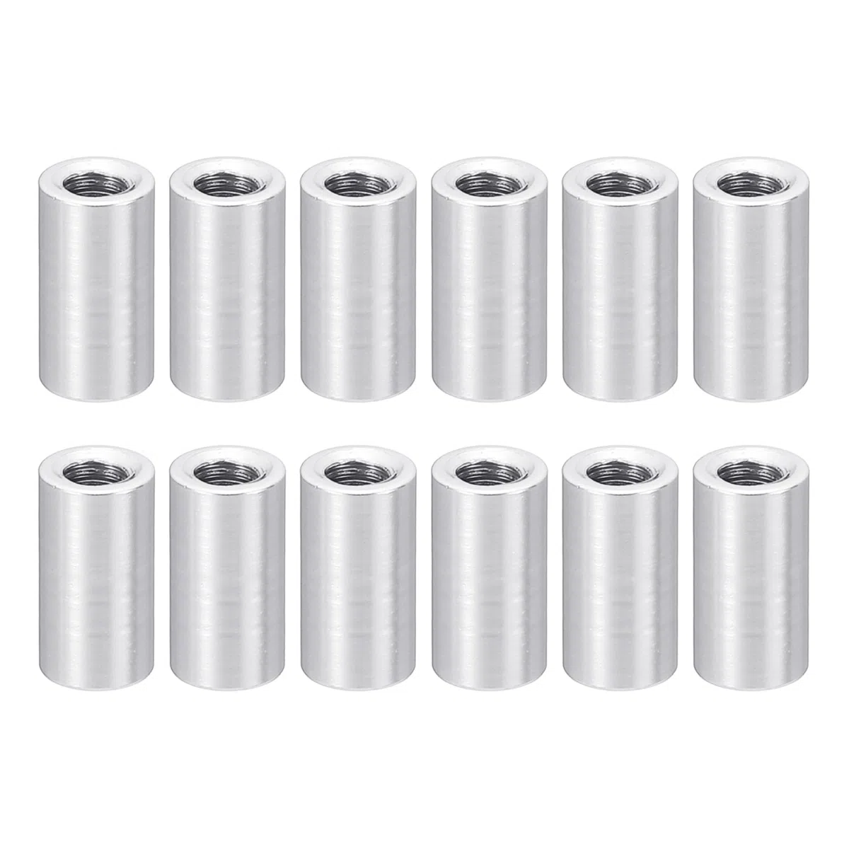PATIKIL M3 Aluminium Abstandshalter, 12 Stück Metall Abstandsbolzen Hülsenmutter 3mm ID x 5mm OD x 10mm L Gewindeabstandshalter Schraubenständer Rund für RC Auto Motherboard, Silber