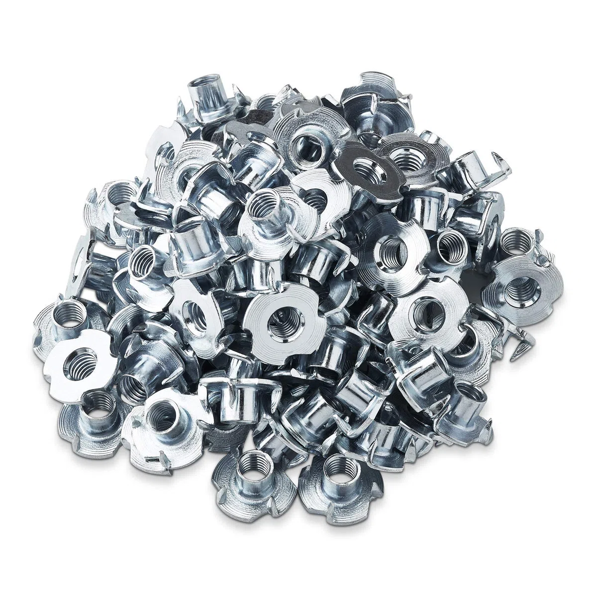 100 x Einschlagmutter M8 x 10 x 20 mm mit 4 Einschlagspitzen zur Befestigung von verschiedenen Bauteilen im Möbelbau Gewinde-Einschlagmutter Holzmuttern von SO-TECH