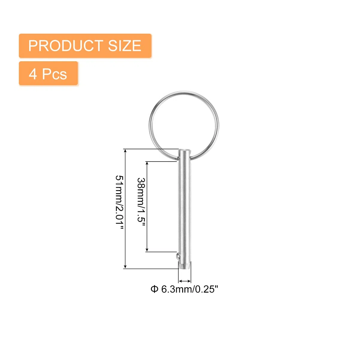QUARKZMAN 4 Stück Steckbolzen mit Kugelsicherung, 6mm x 38mm Schnellverschlussstifte 316 Edelstahl Marinehardware Für Marine Mountain Seat Schiffausrüstung Schiffbau Silber