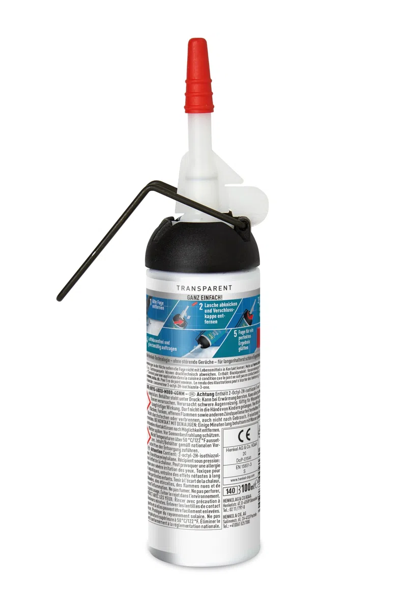 Sista BAD KÜCHE Dichtstoff, schimmelresistent ausgestattetes, langlebiges Silikon für Küche und Bad, wasserdichter Fugenfüller, 1x100ml Spender, transparent