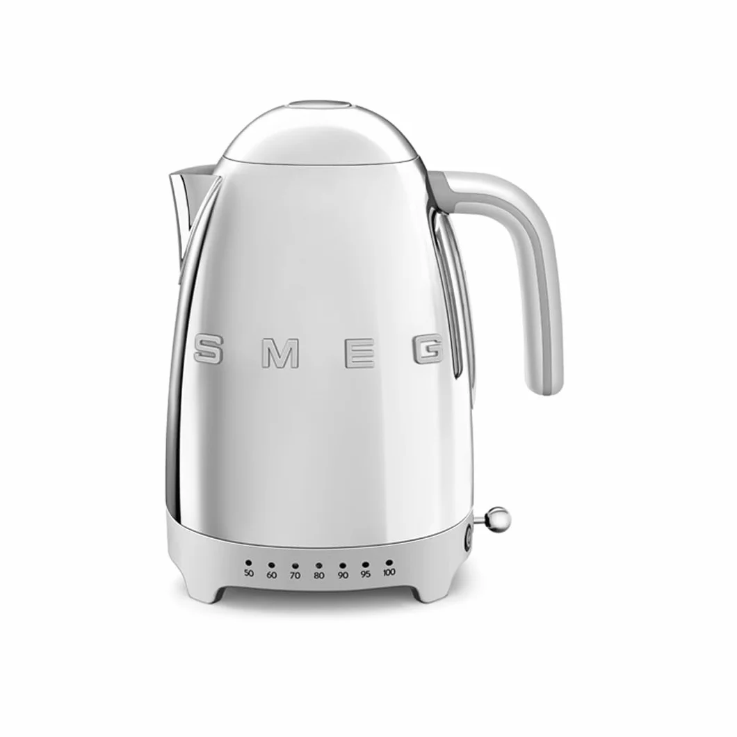 Variable Temperature Electric Kettle 1.7L (7 Cup), Stainless Steel Tea & Coffee Kettle, Fast Boil, Adjustable Temp 122°F–212°F, Keep Warm, Auto Shut-Off, 360° Base, Retro Style-Silver