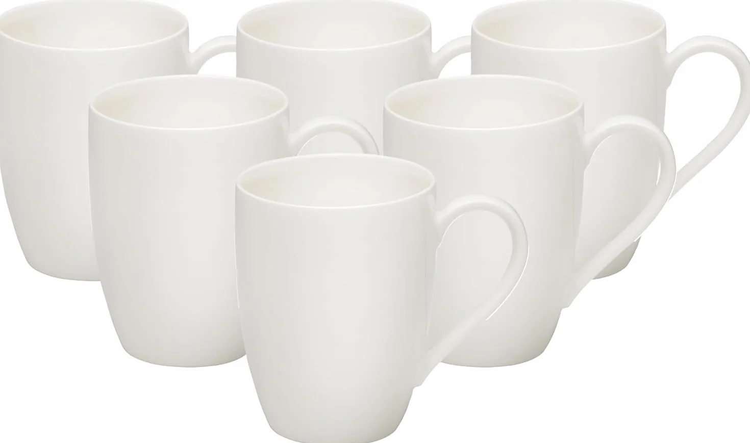 Villeroy & Boch White Vivo Group-Basic Cup Set for Cosy Coffee Enjoyment, Premium Porcelain, Dishwasher Safe, 300 Ml