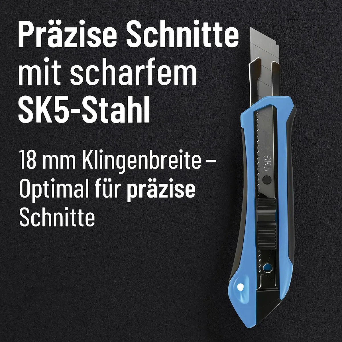 AGT 5er-Set Cuttermesser mit 20 Ersatzklingen aus SK5-Stahl, 18 mm