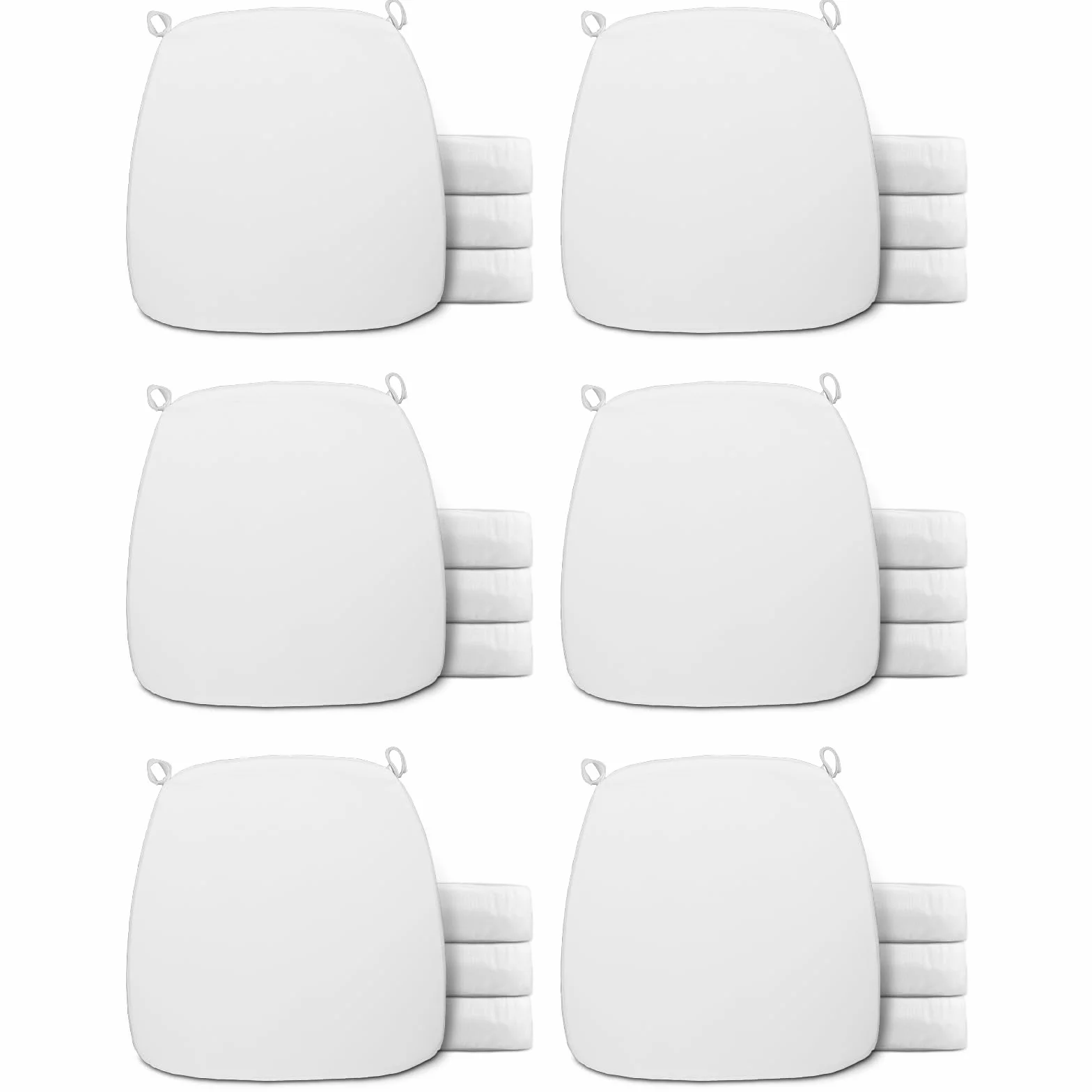Spiareal Wedding Chiavari Chair Cushion 15 x 15 Inch Seat Cushion Dining Chair Pads with Ties Non Slip Memory Foam Kitchen Chair Pad for Wood Resin Chiavari Chairs Party Decor(White, 24 Pieces)