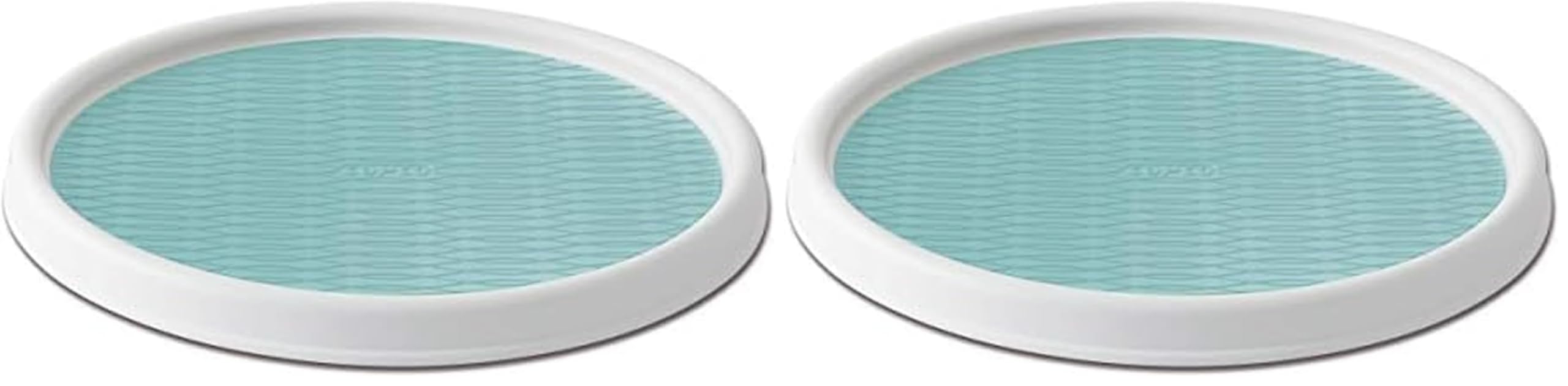 Elevated 12-Inch Rotating Storage Turntable, White & Aqua