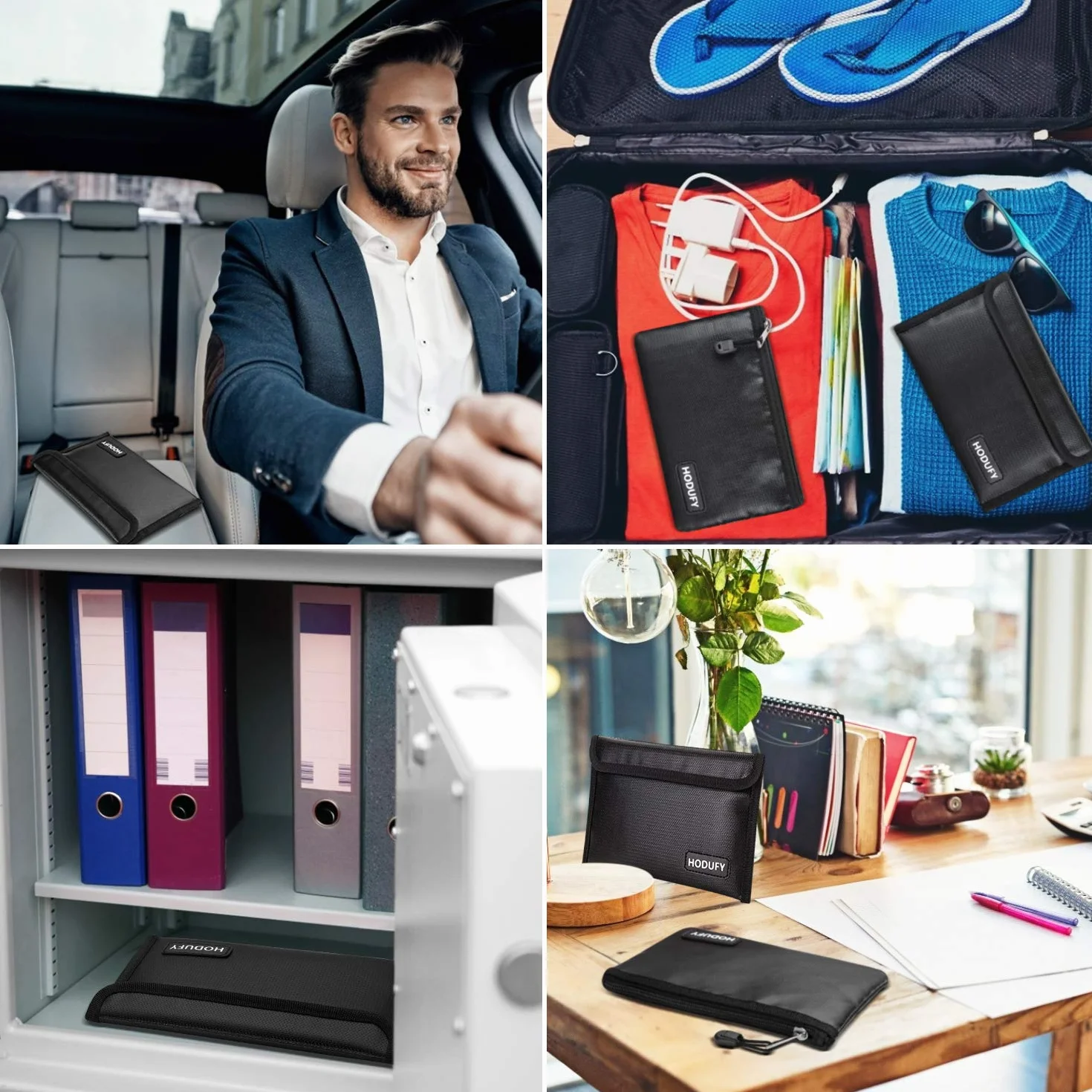 2 Stück (20 x12.7cm, 6400 °F) Feuerfeste Taschen,12-lagige Feuerfest Geldtasche, Feuerfeste Brieftasche for Passport Rechnungen,Scheine und Kleing Wasserfeste Sichere Tasche für Dokumente/Passport