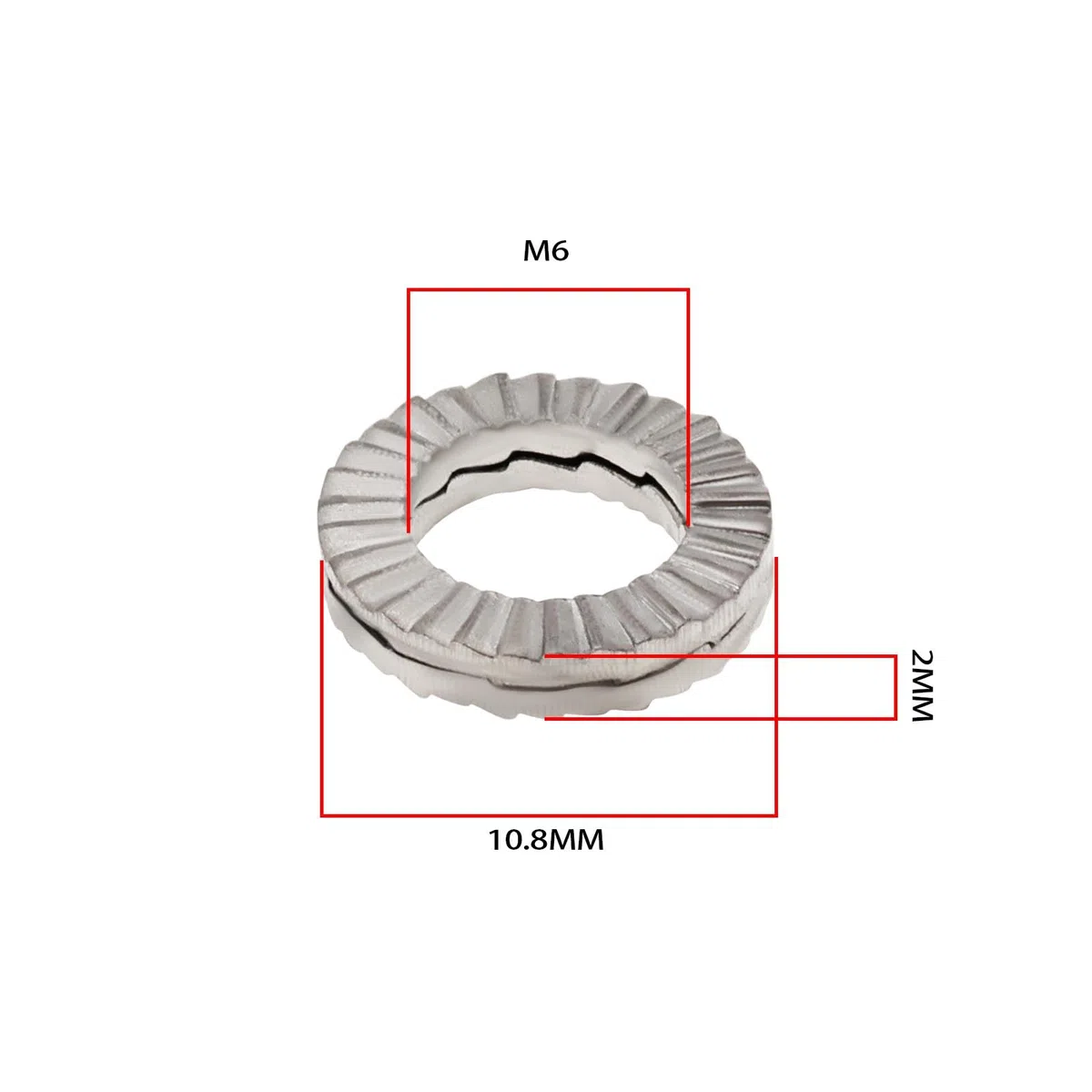 ECSiNG 20 Stück M6 Keilscheiben aus Manganstahl Doppelstapel-Sicherungsscheiben Außendurchmesser 10,8 Mm Dicke 2 Mm Zur Druckverteilung von Schrauben Und Muttern