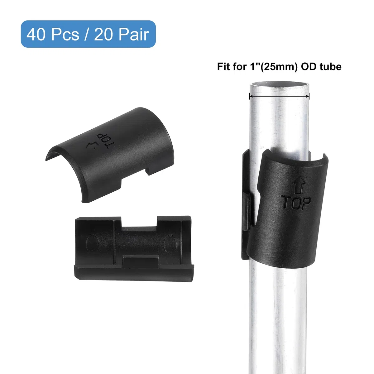QUARKZMAN 40Stk Drahtregal Verschlussklammern Plastik Regalklemmen für 1" Pfostenregale Regal Hülsen Ersatz für Drahtregal System Schwarz