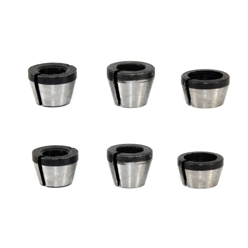 6 Stück Spannzangen Adapter, Adapter Legierung Spannzangen Ersatzteile für Trimmer Werkzeug Kohlenstoffstahlmaterial für Bakelit Fräsmaschinenteile (6/6,35 / 8mm)