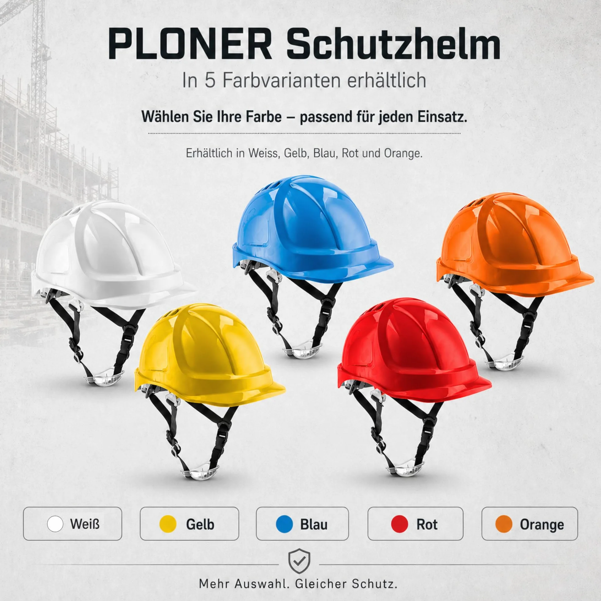 HÖGERT TECHNIK - Schutzhelm, Bauhelm aus ABS, EN 397, Ratschensystem, Belüftung, Kinnriemen, Arbeitshelm für Baustelle & Industrie, Sicherheitshelm verstellbar