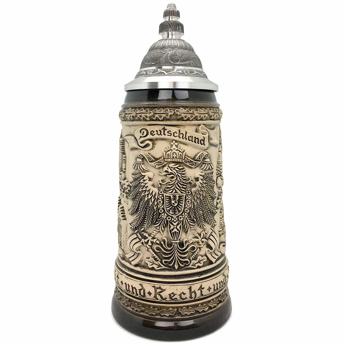 Deutschland Adler Eagle .8L Made In Germany Collectible Ceramic Mug Engraved Beer Stein with Lid