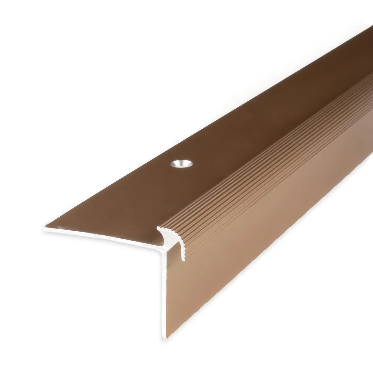 PROVISTON | Treppenkante | Aluminium eloxiert | Bronze Hell | Breite 40 mm | Höhe 30 mm | Länge 2700 mm | Gebohrt | Treppenkantenprofil | Treppenwinkel | Winkelprofil | Kombiwinkel | 1 Stück
