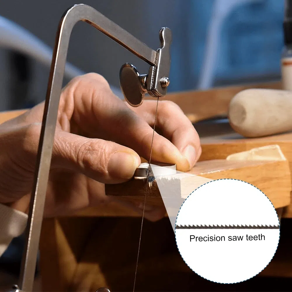 Juweliersäge Laubsäge, Metallsäge Bogensäge Schmucksäge U-Förmigen Sägebügel mit 12 Laubsägeblätter Dekupiersäge Drahtsäge Tragbare Sägeblättern Schmuck für Holz Holzbearbeitung Glas Metall