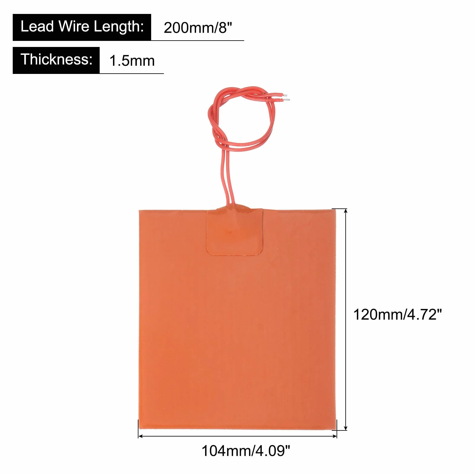 sourcing map Silikon-Heizmatte, 12V 12W Heizfolie Flexible Heizplatte 120mmx104mm Heizmatte für konstante Temperatur