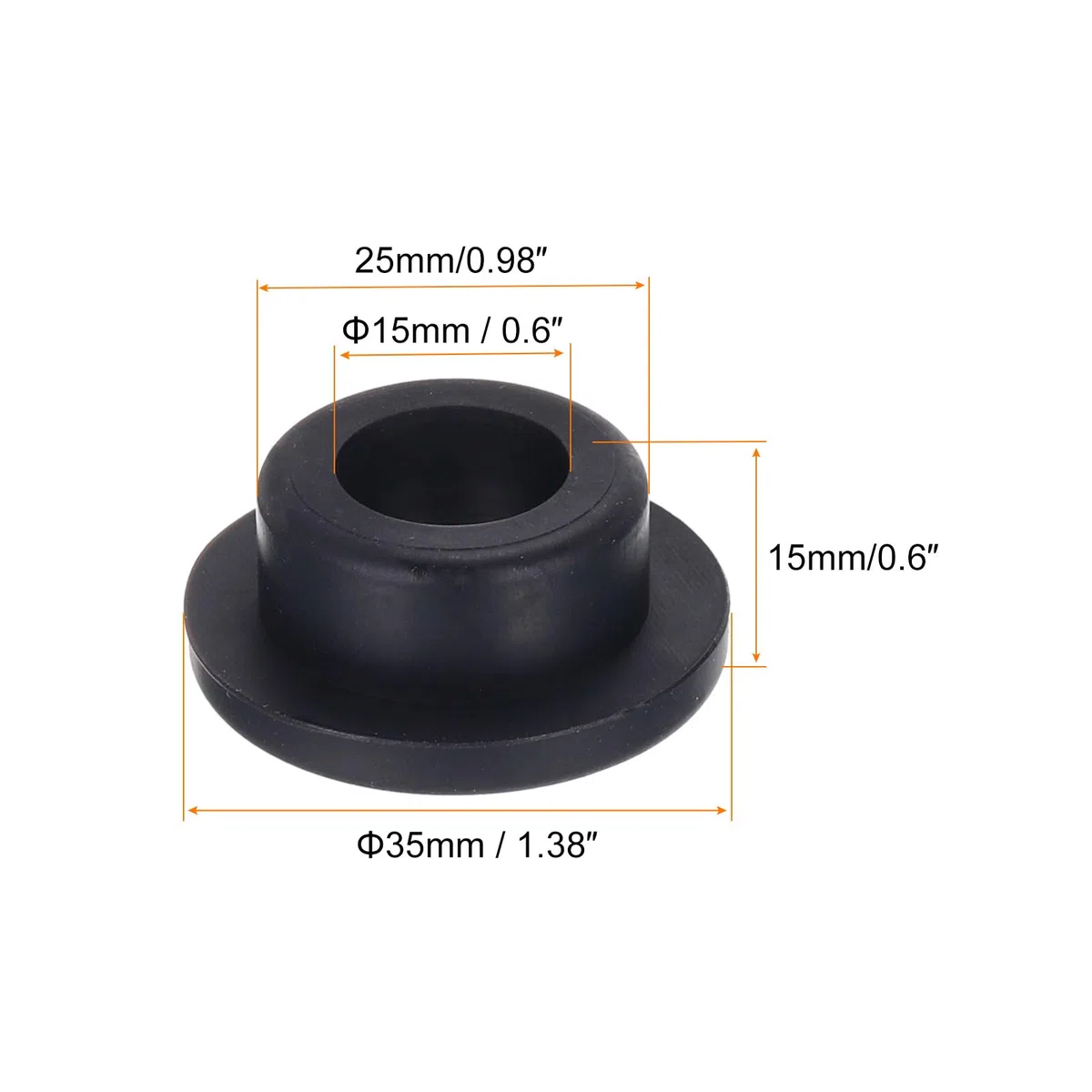 sourcing map 4 Stück Kabeldurchführung Gummitülle Dia 25mm x ID 15mm x H 15mm Rund Wasserdicht Kabeltüllen Gummistopfen Durchgangstüllen Kabelschutz für Elektrogeräte Kabel Draht, Schwarz