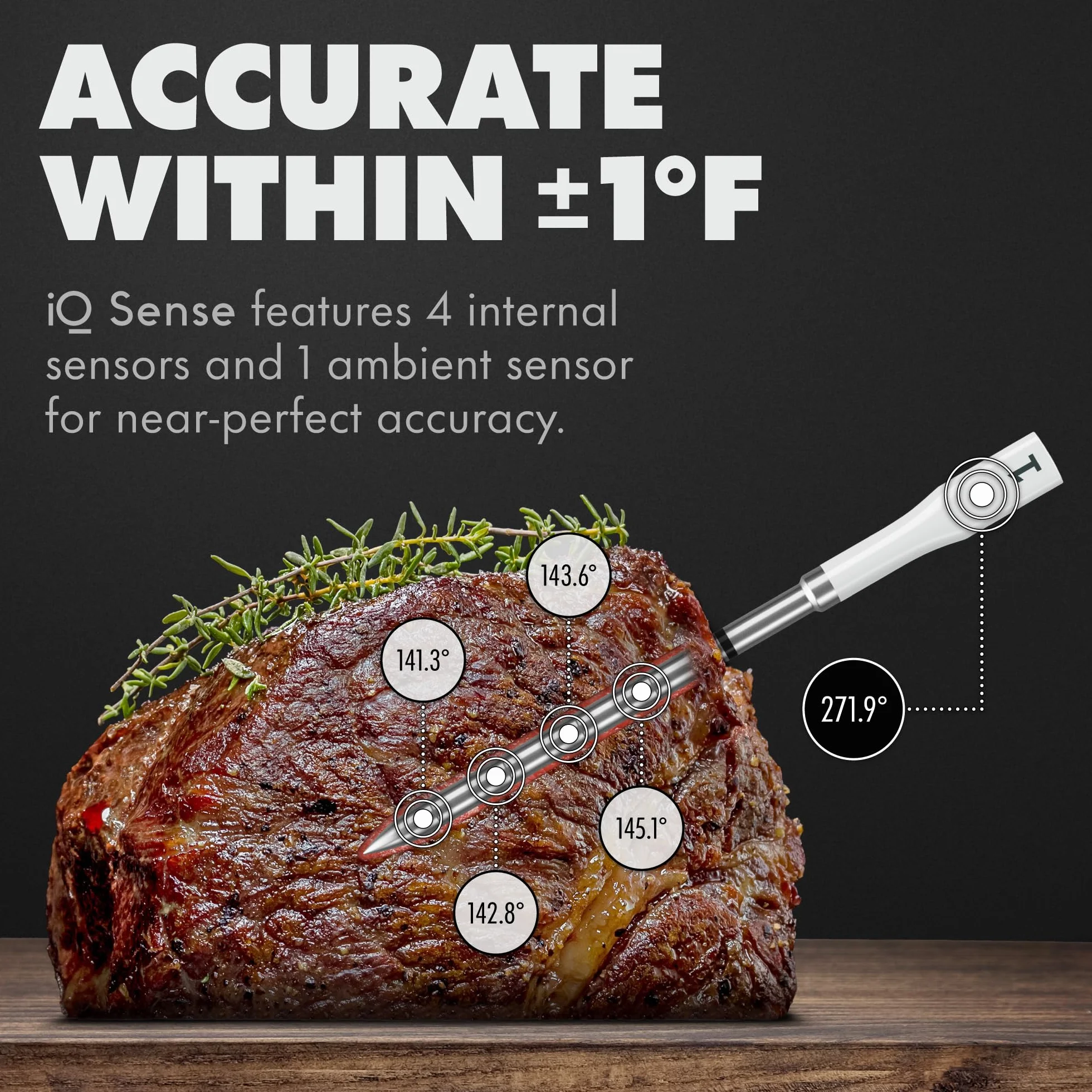 Smart Wireless Meat Thermometer | 2 Ultra-Thin Probes | WiFi Unlimited Range | 1000°F Heat Safe | 5 Sensors | BBQ, Grill, Oven, Smoker, Air Fryer | Gen3