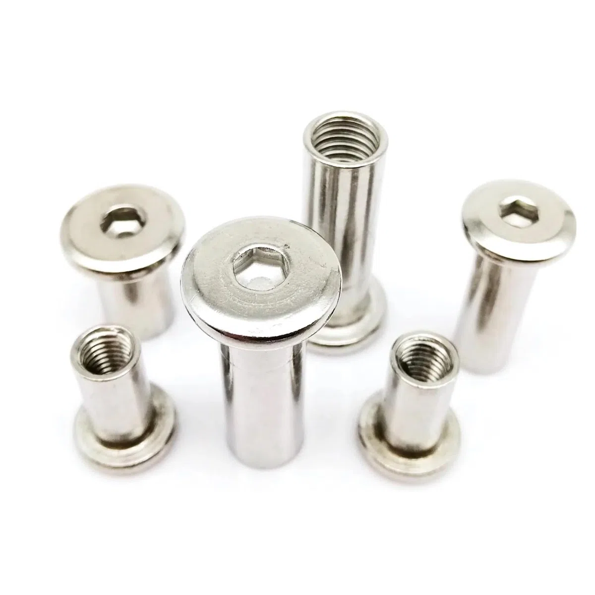 M3 M4 M5 M6 M8 M10 304 Stainless Steel Large Flat Hex Hexagon Socket Head Furniture Rivet Connector Insert Joint Sleeve Cap Nut(M6 10pcs,14mm length)