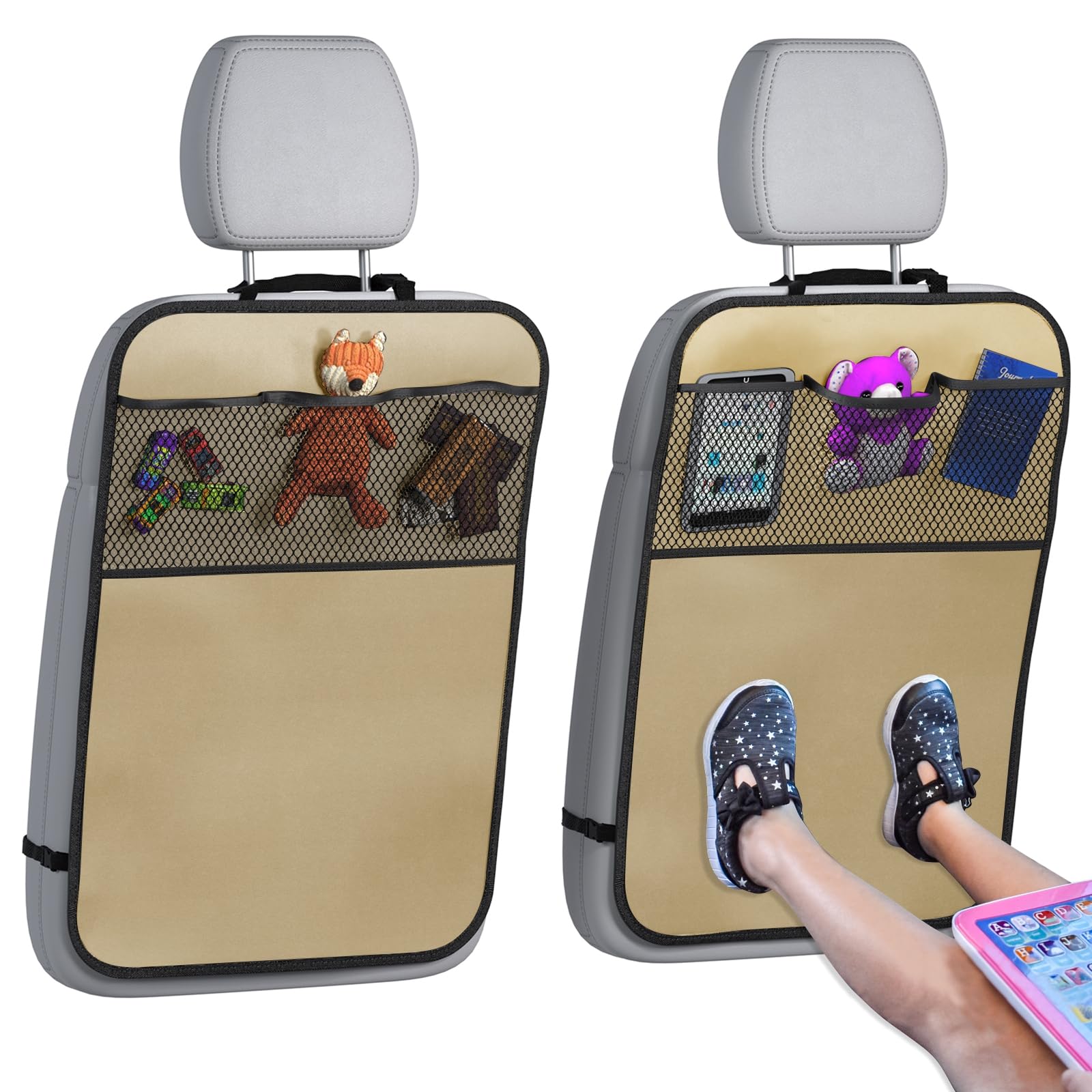 Elegant Grey Vehicle Seat Back Organizer & Protector