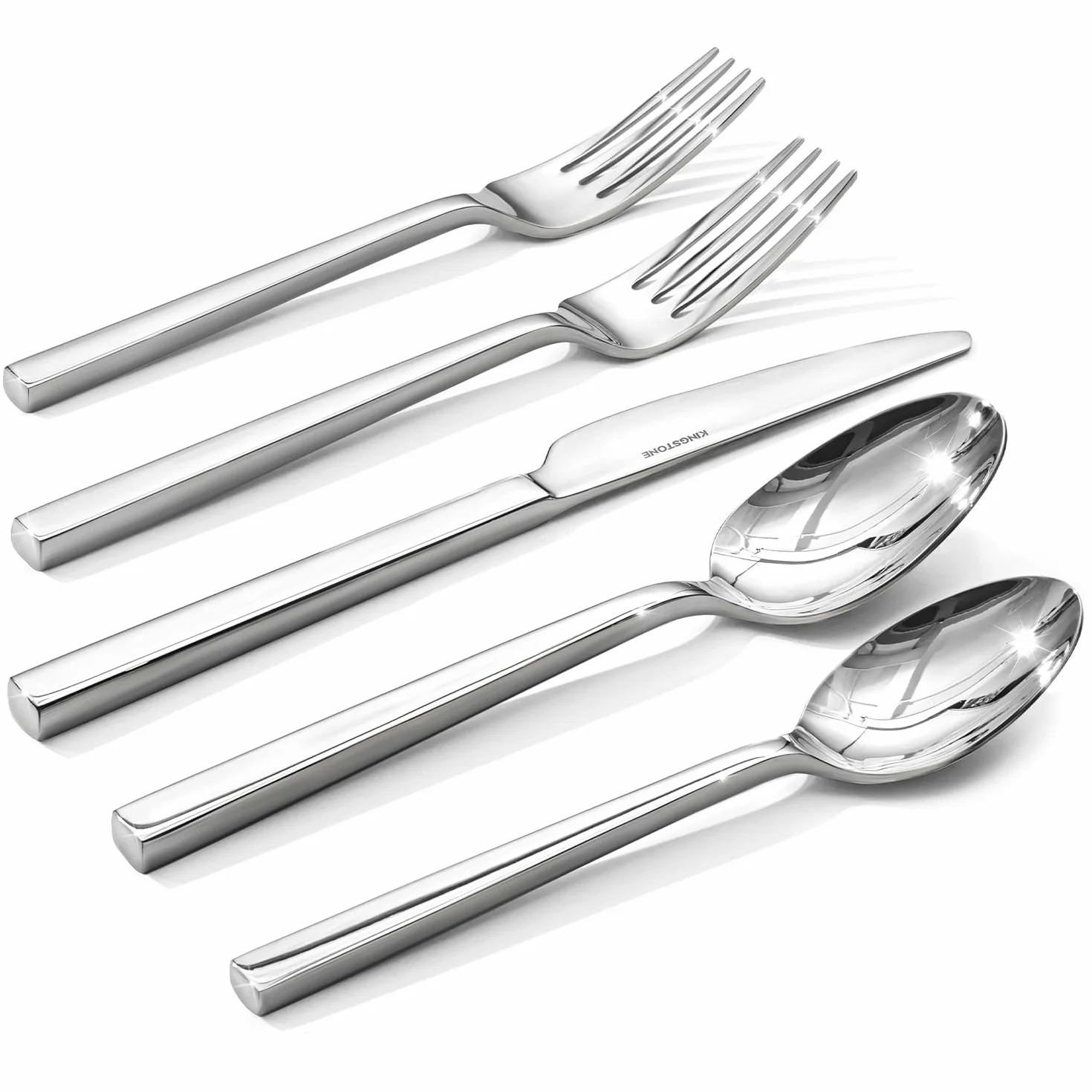 Silverware Set for 12, 60 Piece Flatware Set, Stainless Steel | Square Handles, Mirror Polished, Dishwasher Safe, Sturdy, for Home Kitchen, Weddings, Parties & Housewarming