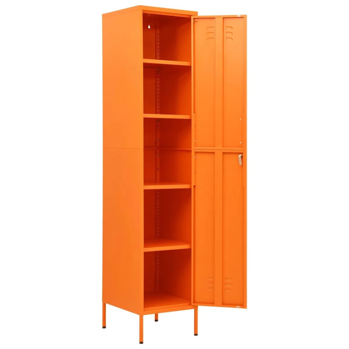 Gecheer Schließfachschrank Umkleideschrank Metallspind Metallschrank Aktenschrank Lagerschrank Spind Schrank mit 4 Einlegeböden Stahl Orange 35x46x180 cm
