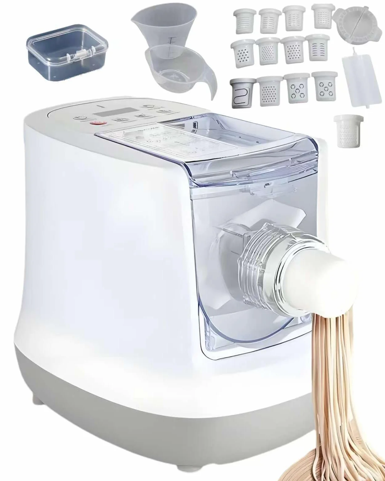 260W Electric Pasta Maker, 13 Pasta Discs Automatic Pasta Maker | Automatic mixing, kneading, and extrusion with 13 shaping discs and up to 500g flour per batch for Home Kitchen