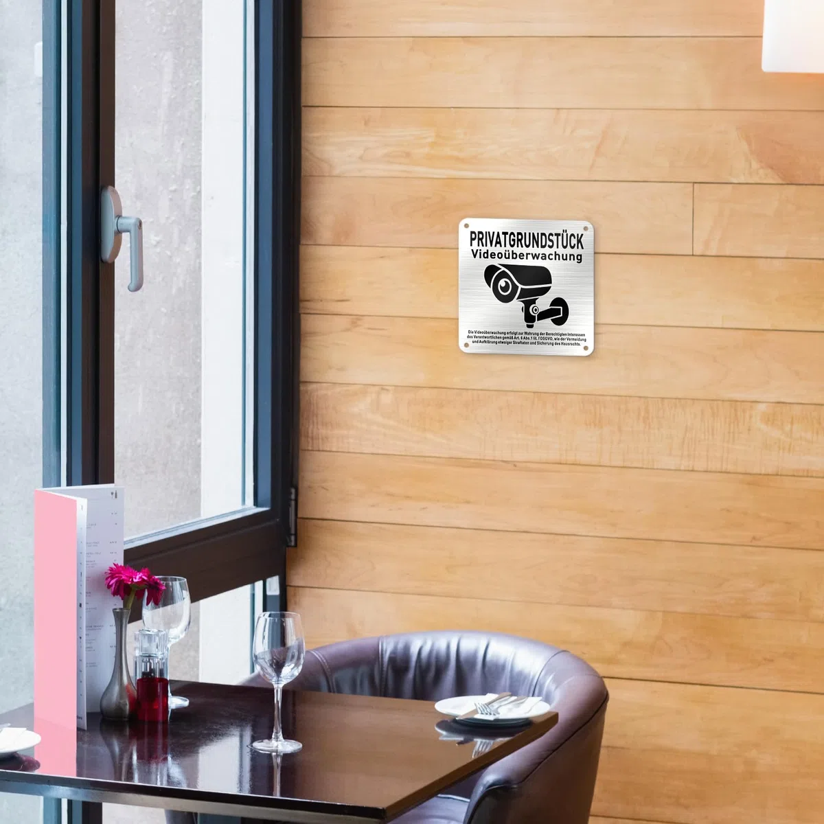 Schild Videoüberwachung Privatgrundstück Selbstklebend 12x12cm Klein Aluminium dsgvo Sicherheitsbereich Grundstück Videoüberwacht Metallschild für Innen und Außen