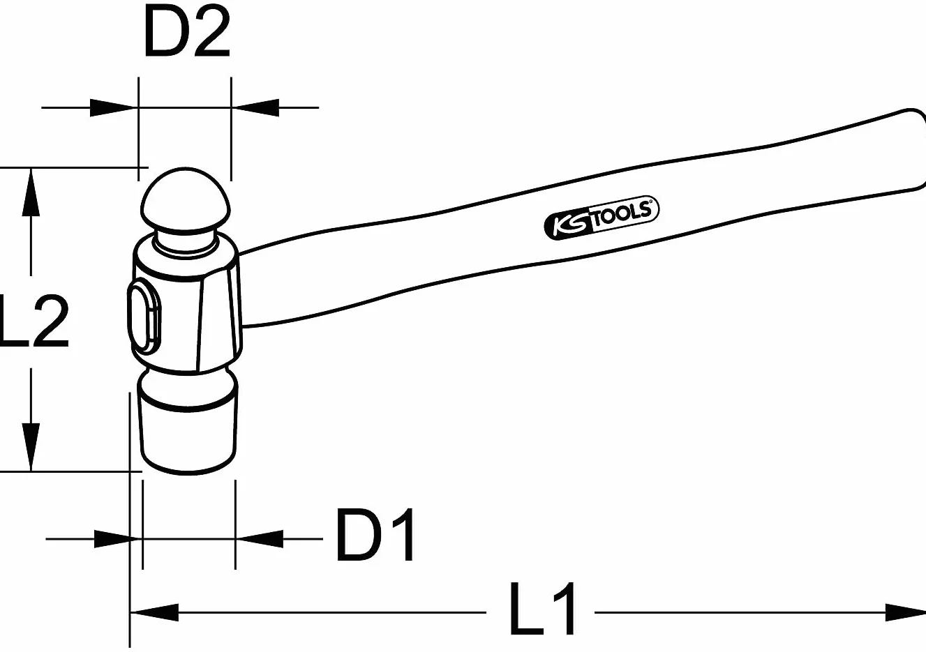 KS Tools 142.1508 Schlosserhammer, englische Form, 225 g