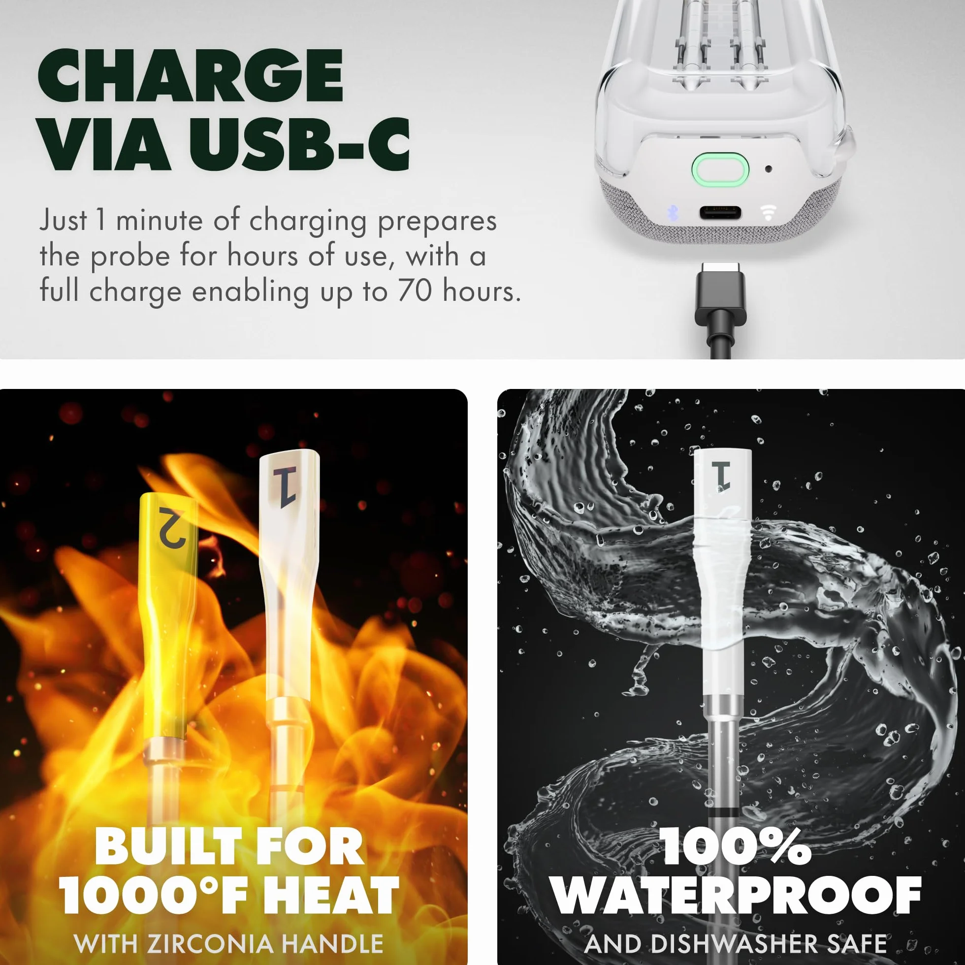 Smart Wireless Meat Thermometer | 2 Ultra-Thin Probes | WiFi Unlimited Range | 1000°F Heat Safe | 5 Sensors | BBQ, Grill, Oven, Smoker, Air Fryer | Gen3