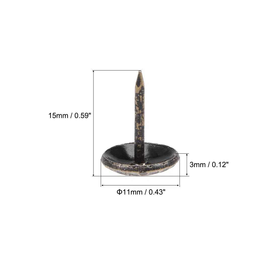 sourcing map 40Stk.Polsternagel 7/16-Zoll Kopfdurchmesser Antik Runde Reißzwecken Bronze