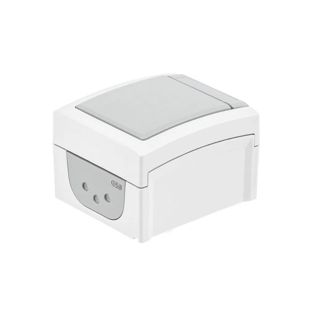 Aufputz Kreuzschalter Feuchtraum IP54, Modell Pacific, grau