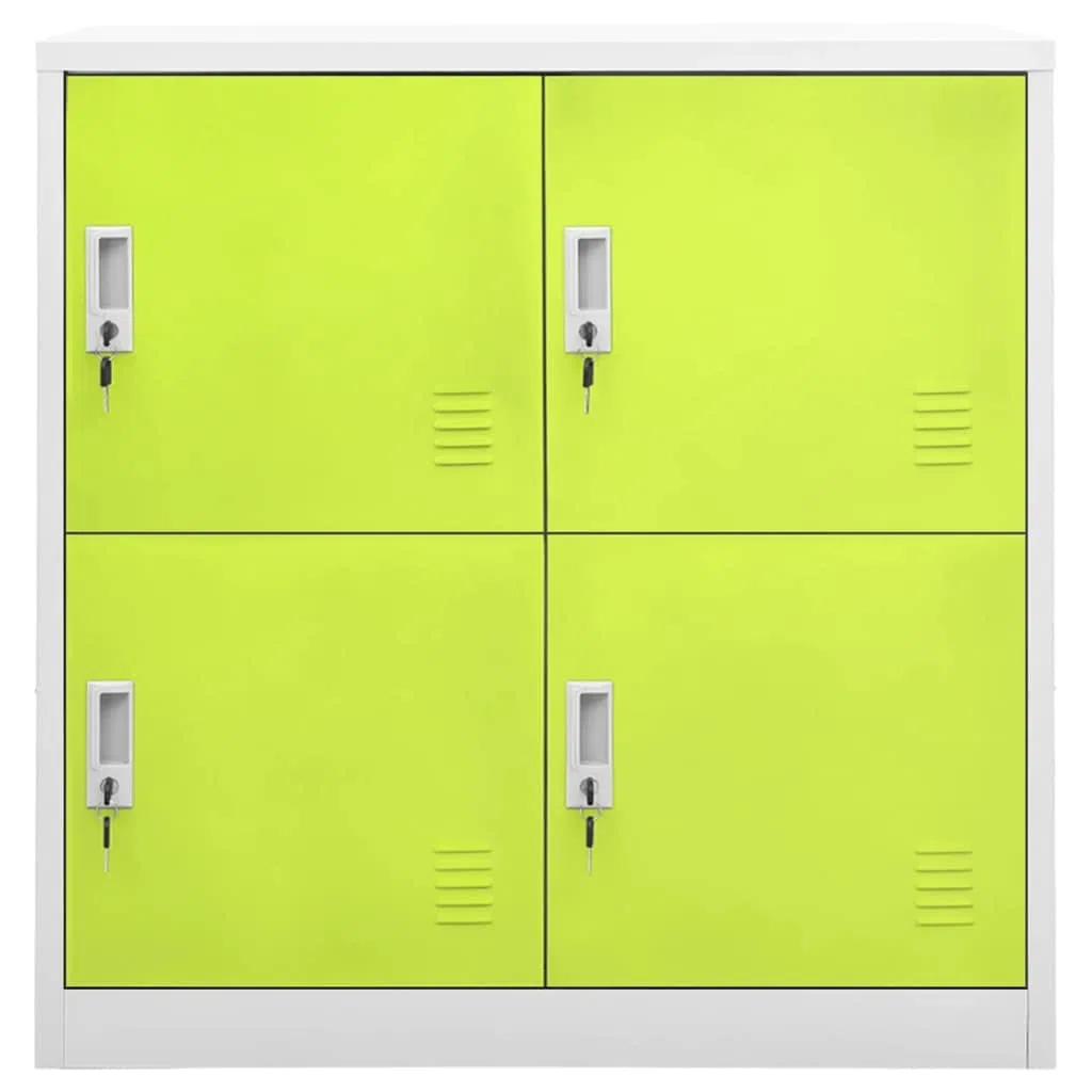 Schließfachschrank Hellgrau und Grün 90x45x92,5 cm Stahl Büro-Stauschrank Wohnzimmerschrank Möbel für das Wohnzimmer Geeignet für Wohnzimmer, Schlafzimmer, Büro