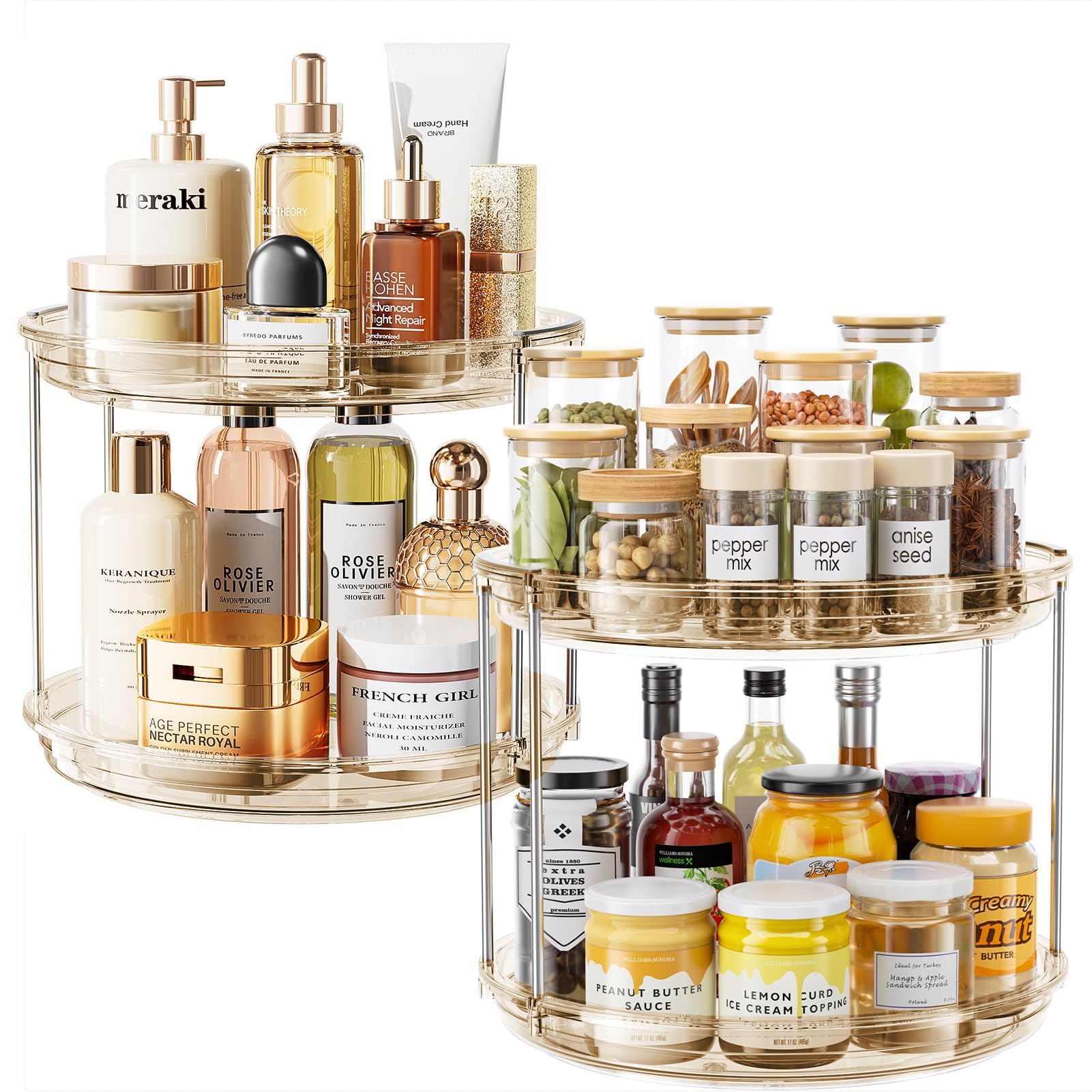 Elegant Two-Tier Rotating Organizer, Grey