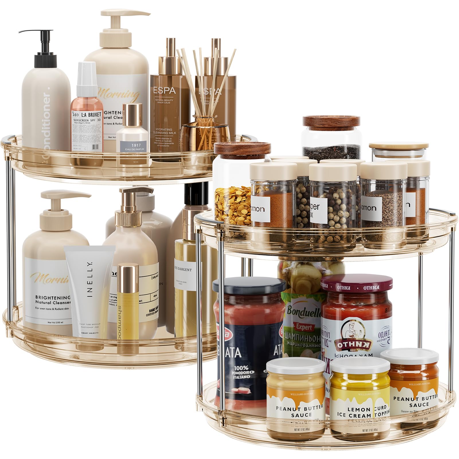 Elegant Two-Tier Rotating Organizer, Grey