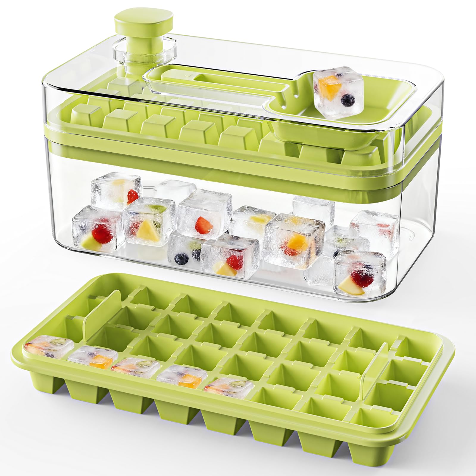 Elevated Ice Cube System with Storage & Scoop