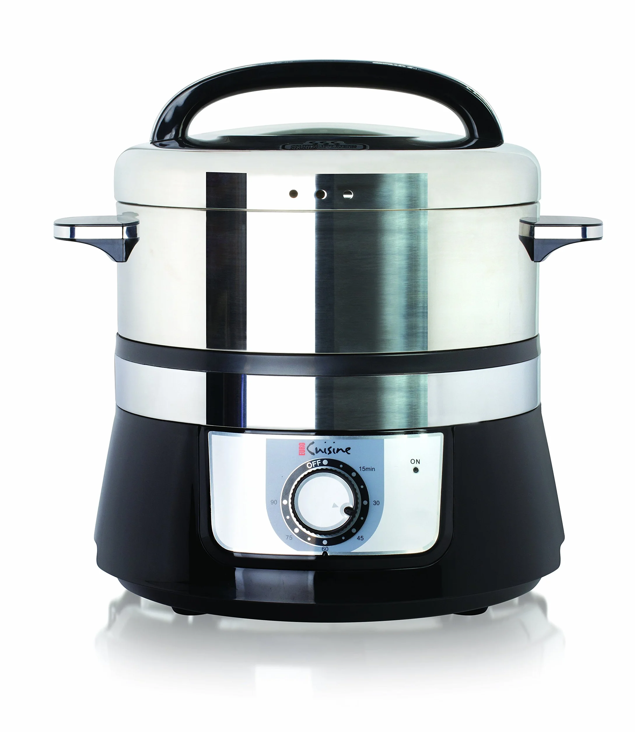 Euro Cuisine FS3200 Electric Food Steamer, Versatile Vegetable Steamer & Steam Cooker for Healthy Cooking, Ideal for Fish, Veggie, Meat, Easy Cleaning, Stainless Steel Design 1200 Watts