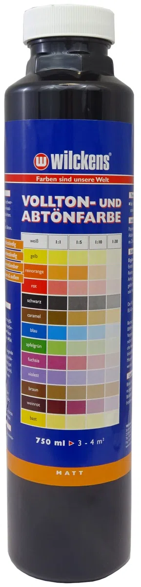 Wilckens Vollton- und Abtönfarbe matt, 750 ml, Schwarz