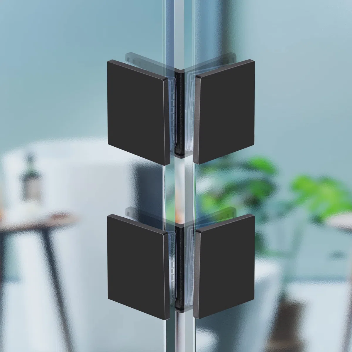 Ranbo Duschpaneel-Montagewinkel, 304 Edelstahl, Glas-zu-Glas, 90-Grad-Glastürklemme, Hardware für 8–12 mm dicke, rahmenlose Bildschirme, 2 Stück, mattschwarz