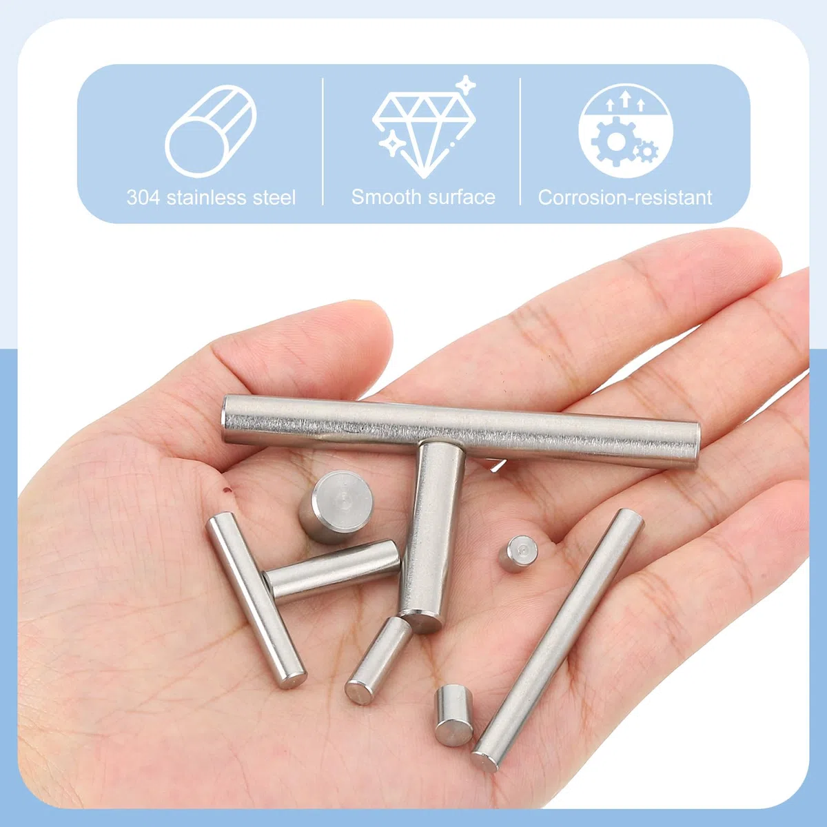 QUARKZMAN 14 Stück 304 Edelstahl Zylinderstift 6mm Durchmesser, 75mm Lange Dübelstifte Metall Regalstifte für Kleiderschrank Kommode Schrank Bücherregal Industrie Haushalt Möbel Regale