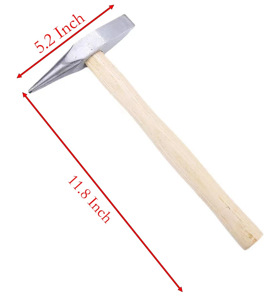 Schweißmeißelhammer, 11,8 Zoll, 0,3 kg, Zweikopf-geschmiedeter Stahl mit Holzgriff zum Schweißen und Zerkleinern von Eis (300 g)