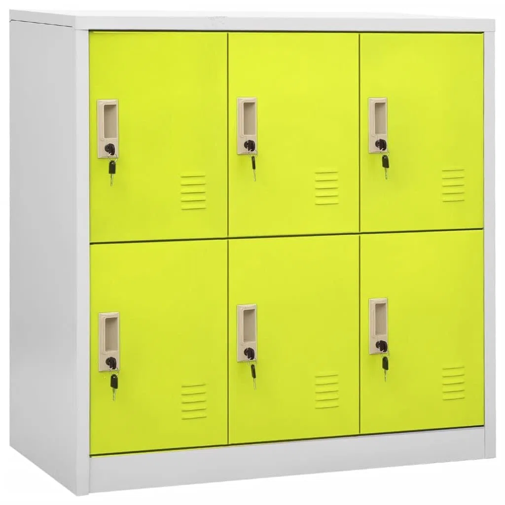 Schließfachschrank mit 6 Schließfächern, Modernen Design Lagerschrank, Büroschrank, Abschließbar, Aktenschrank, Aufbewahrungsschrank, Robust und Langlebig, 90 x 45 x 92,5 cm Stahl