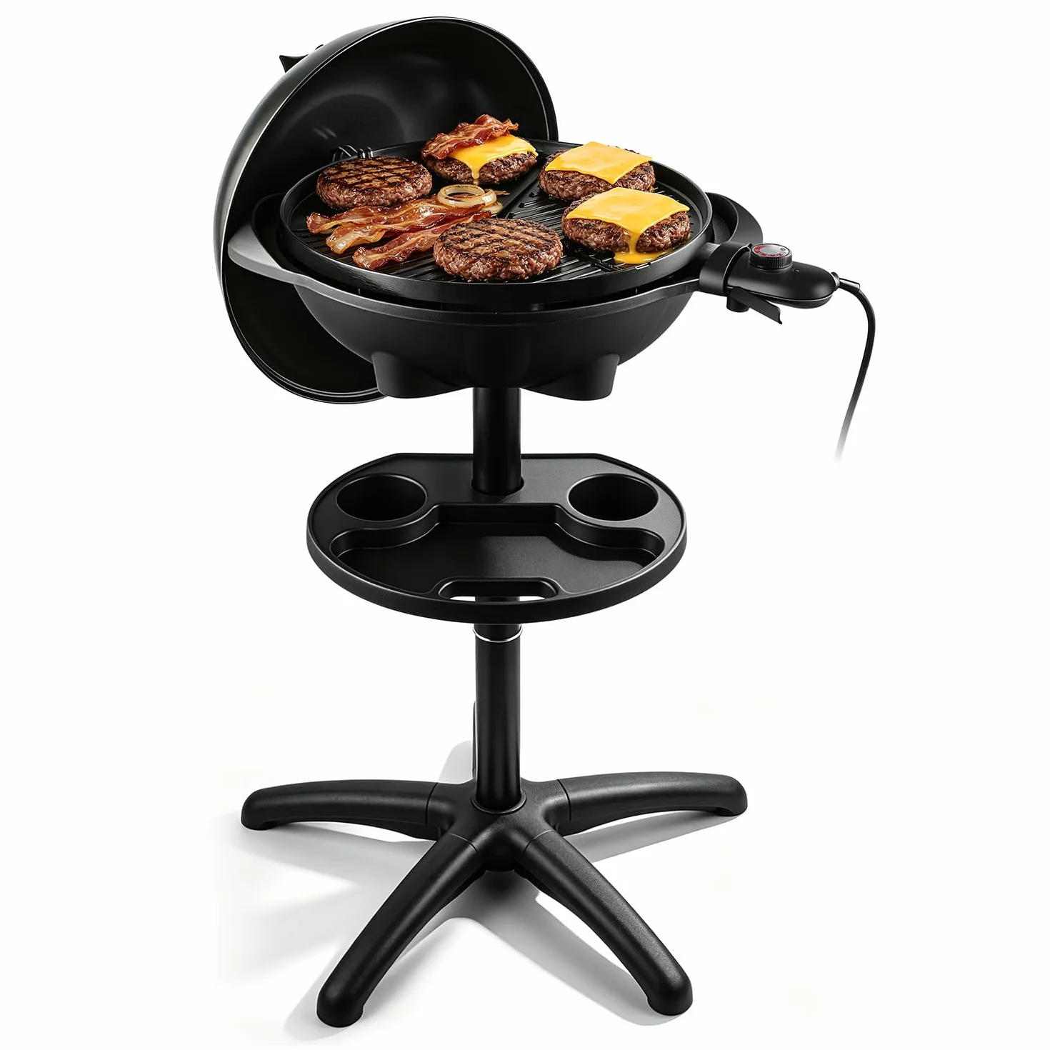 Electric Grill, Techwood 2-in-1 Portable Indoor/Outdoor Grill, 1750W Removable Stand Grill with Nonstick Plate, Electric Griddle for Camping, Patio & Backyard, Stand/Tabletop Options for Cookouts