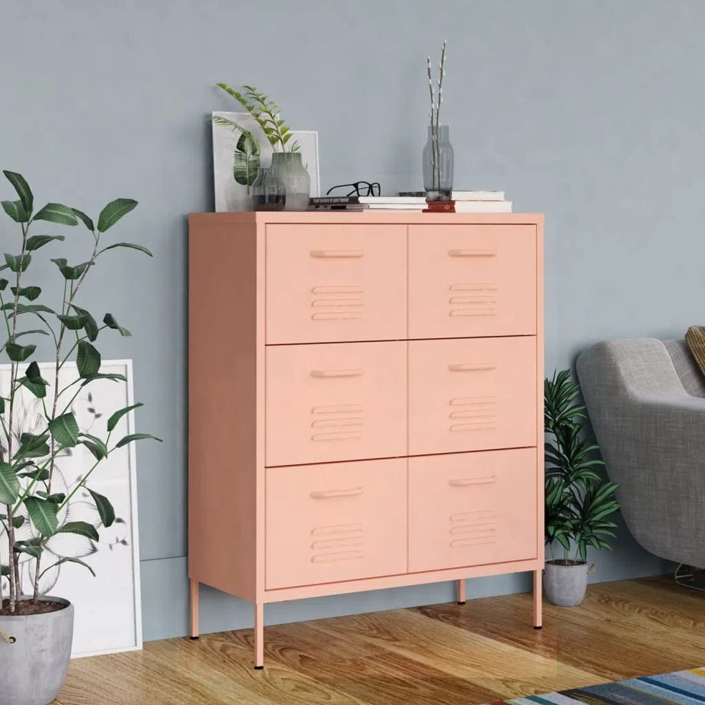 Schubladenschrank, Lagerschrank, Mehrzweckschrank, Aufbewahrungsschrank, Kommode, für Wohnzimmer Schlafzimmer Flur, Robust und Langlebig, 80 x 35 x 101,5 cm Stahl