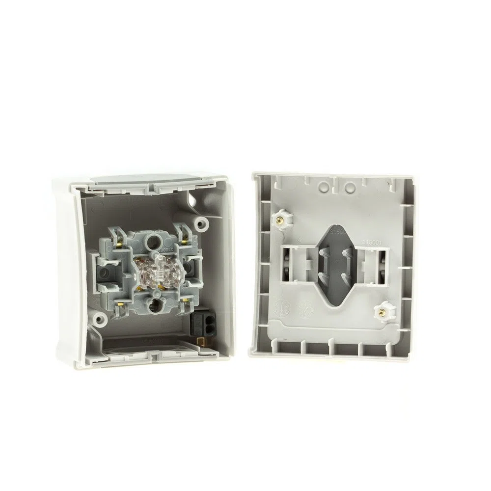 Aufputz Kreuzschalter Feuchtraum IP54, Modell Pacific, grau