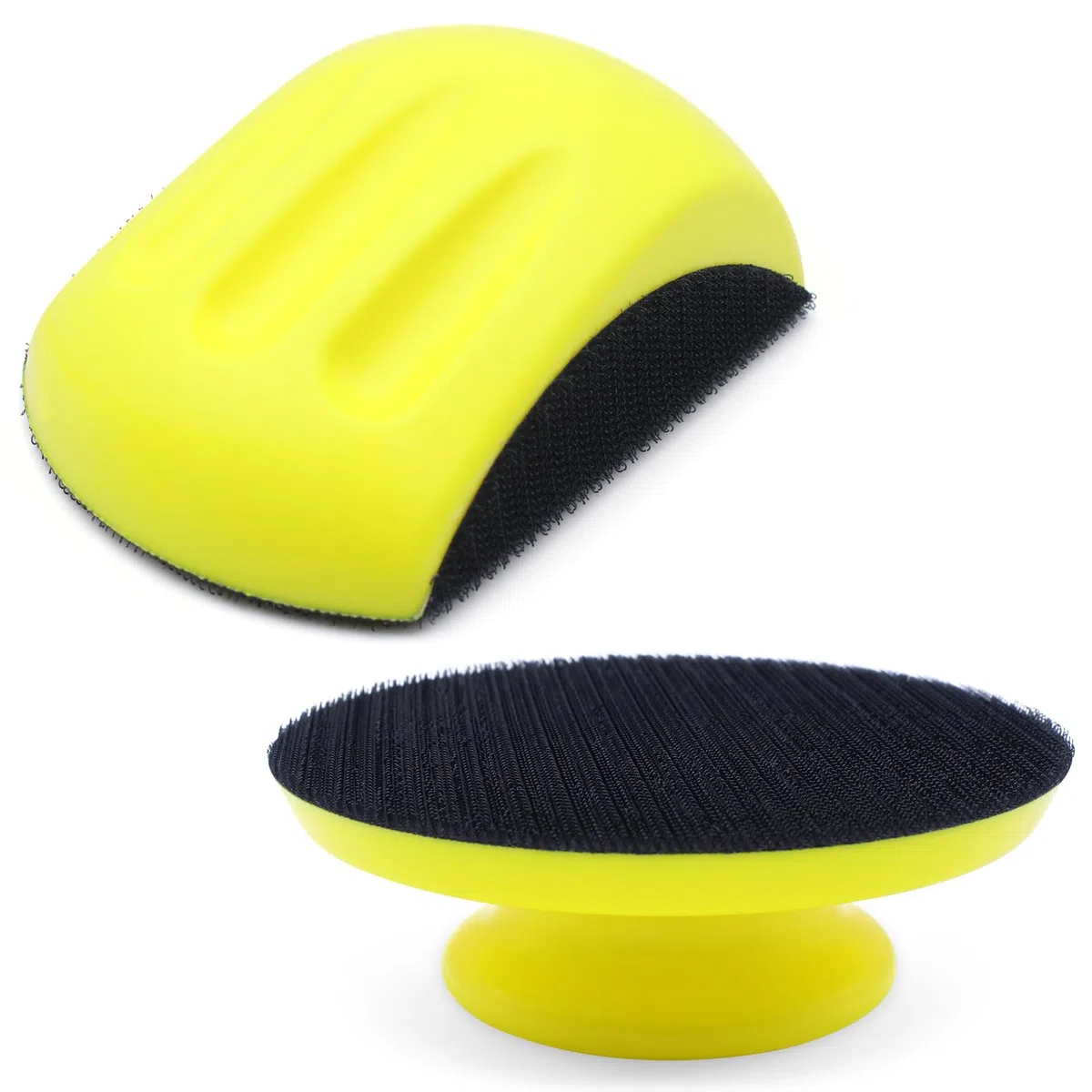 WYFXY® 2 Stück Schleifklotz Klett, 5 Zoll Handschleifer mit Haken Schlaufe Handschleifblock Mausförmiges und Runden für Polish Schleifscheiben, Basteln, Holzarbeit, Auto