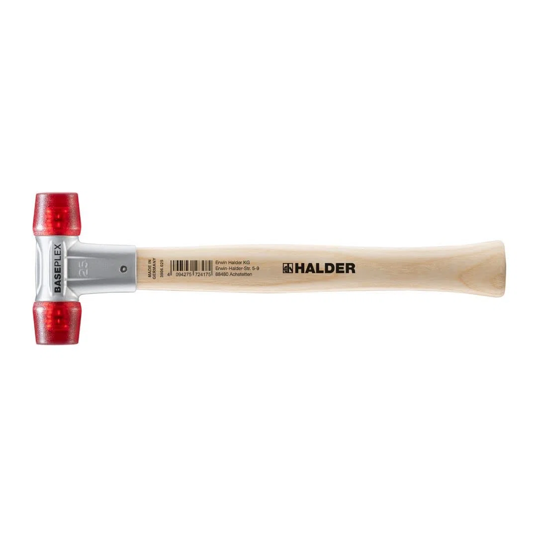 BASEPLEX-Schonhammer, Celluloseacetat/celluloseacetat mit Zinkdruckguss-Gehäuse und Holzstiel | D=25 mm | 3906.025