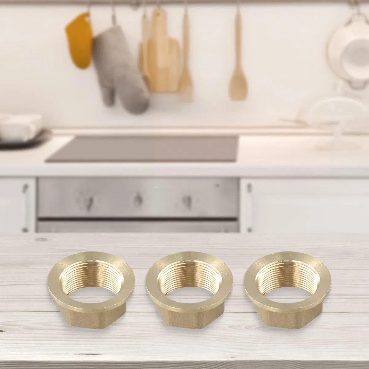 32 mm Messingrückmutter für Monoblock-Mischbatterie, Feingewinde-Kontermutter für Küchenspüle, goldfarbene Armaturen (3 Stück)