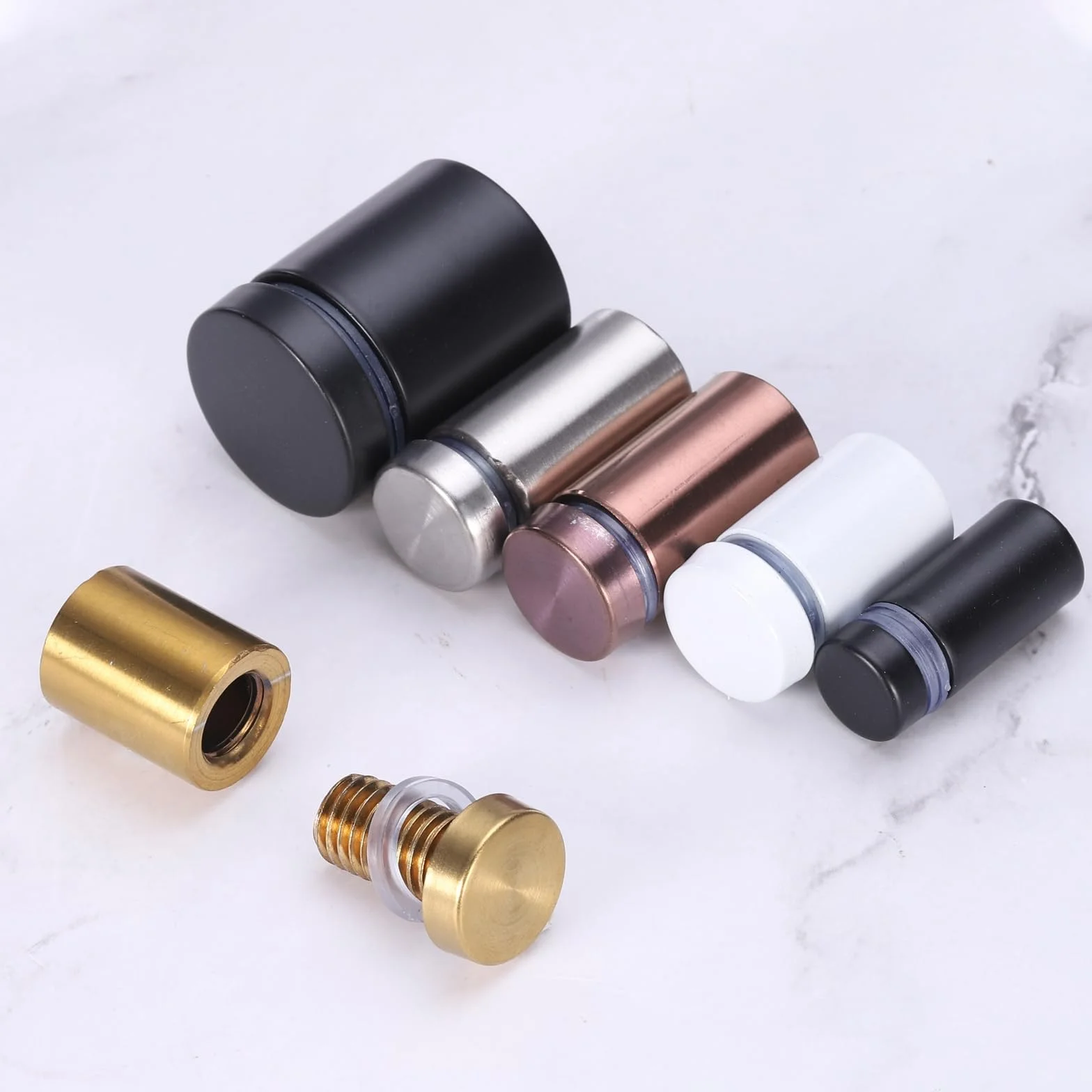 QUARKZMAN 12 Stk. 1/2" x 1" Abstandsschrauben aus Edelstahl Wandhalterung Schild Montage-Hardware-Set mit 14 Stk. Schrauben zum Aufhängen von Acrylglas-Schildern Werbetafeln, Weiß