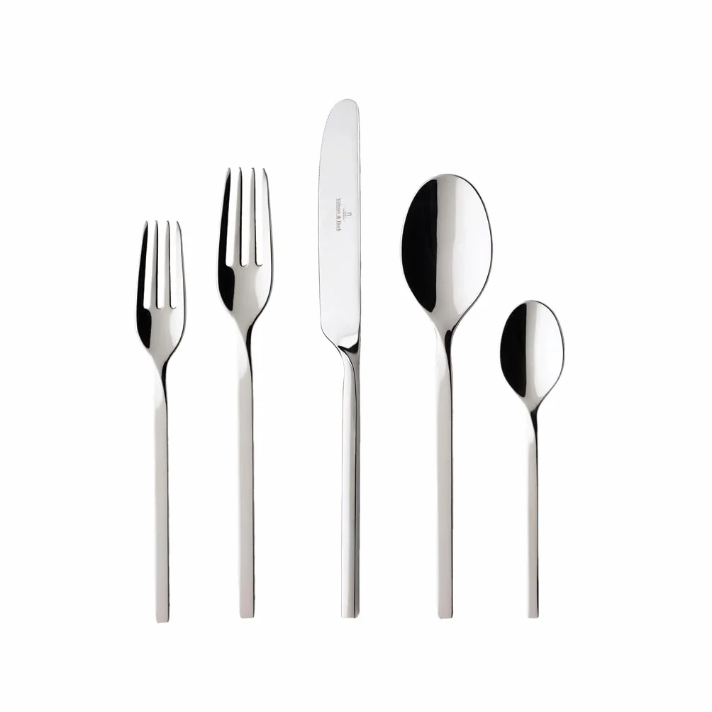 Villeroy & Boch NewWave Collection 20-Piece Flatware Set, Service for 4, 18/10 Stainless Steel Utensils, Dishwasher Safe