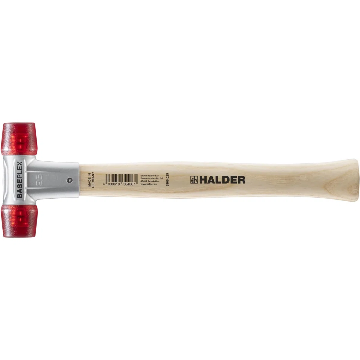 BASEPLEX-Schonhammer, Celluloseacetat/celluloseacetat mit Zinkdruckguss-Gehäuse und Holzstiel | D=25 mm | 3906.025